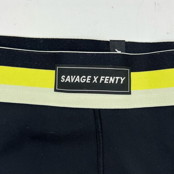 Savage X Fenty Fast Lane High Waist Short Black Yellow Womens Size L/XL Biker - Picture 3 of 8